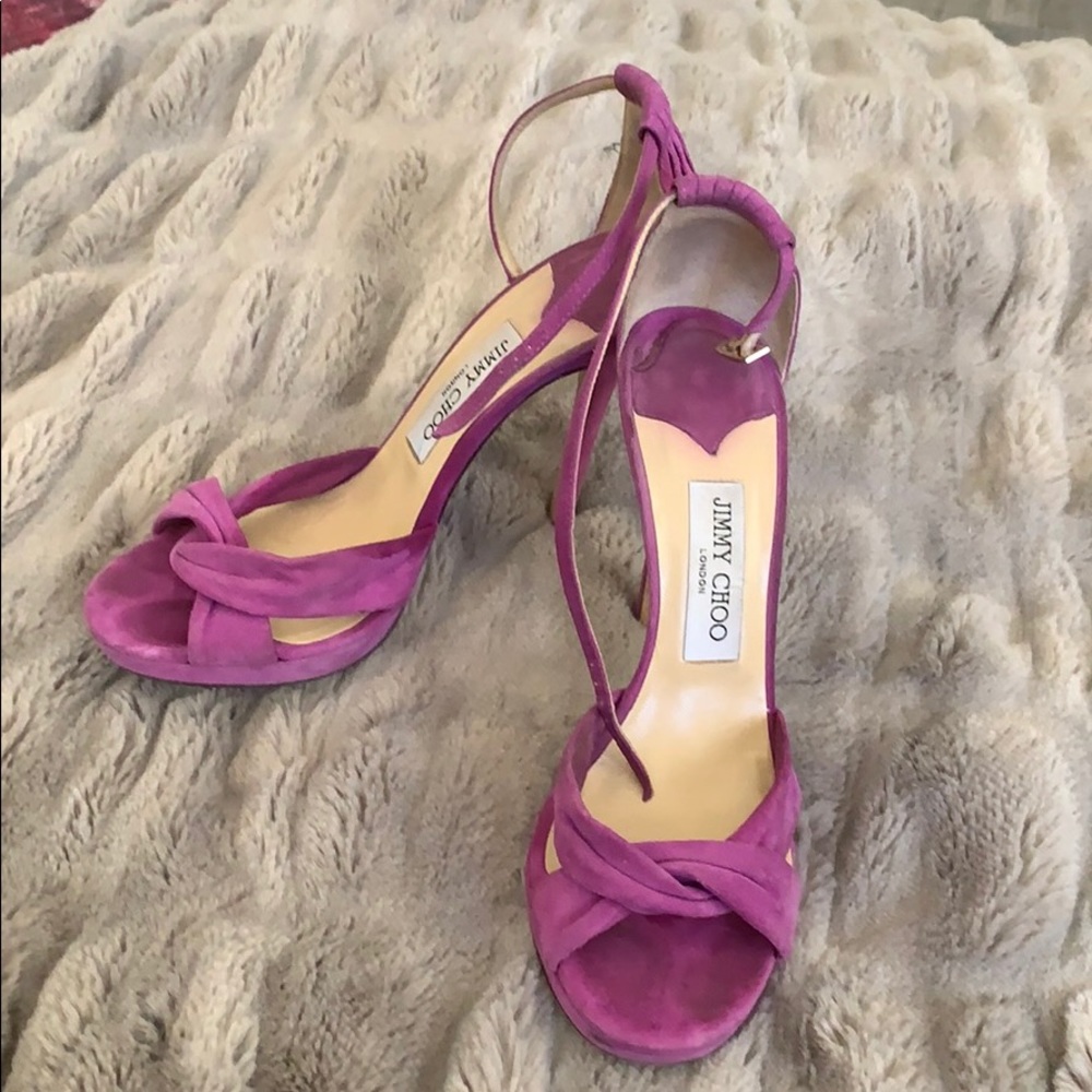 Purple suede designer heels